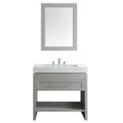 Bolzana 36" Single Vanity in Grey with Carrara White Marble Top with Mirror