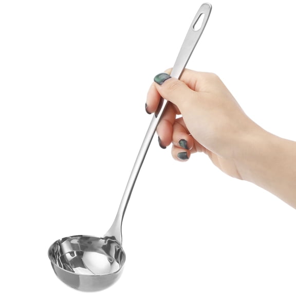 Stainless Steel Soup Ladle with Double Spouts, 10.62 in Long Handle Gravy Ladle, Mirror Polished Sauce Ladles, Ergonomic Cooking Utensil for Kitchen, Restaurant, Hot Pot