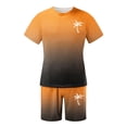thumbnail image 4 of Mens Beach Vacation Outfit Set Coconut Tree Print Gradient Color T Shirt and Shorts 2 Piece Matching Set Short Sets for Men, 4 of 6