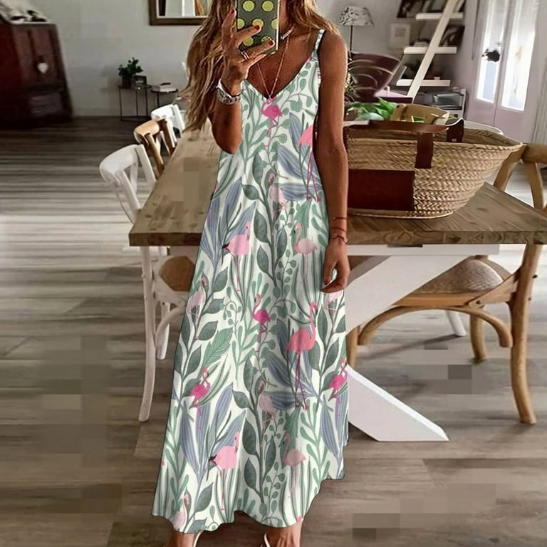 Pink Flamingos Pattern on Green Foliage Sleeveless Dress luxury dresses elegant women's dresses sale - Walmart.com Pink Flamingos Pattern on Green Foliage Sleeveless Dress luxury dresses elegant women's dresses sale - Walmart.com