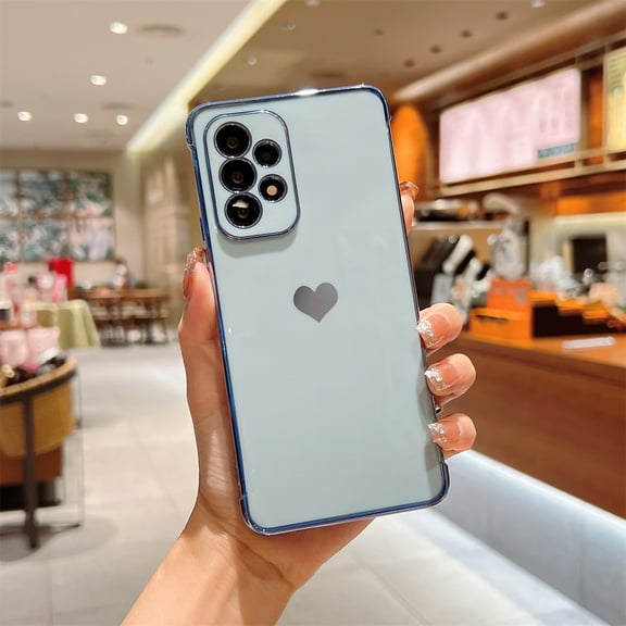 SaniMore for Samsung Galaxy S23 Ultra 6.6" 2023 Case, TPU Plating Bumper Love Heart [Lens All-inclusive ][Ultra-slim Lightweigt] [Shockproof & Anti-drop] Stylish Case for Grils Women, Blue