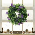 thumbnail image 7 of Unique Bargains Flower Artificial Wreath Front Door Decorations Eucalyptus Wreaths Purple, 7 of 7