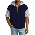 thumbnail image 5 of Fabrcox Hoodies for Men Quarter Zip Short Sleeve Lightweight Sweatshirt Mens Drawstring Outdoor Running Loose Color Block Men Tops, 5 of 8