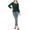 thumbnail image 2 of Unique Bargains Women's Peter Pan Collar Puff Sleeve Contrast Plaid Shirt Blouse, 2 of 7