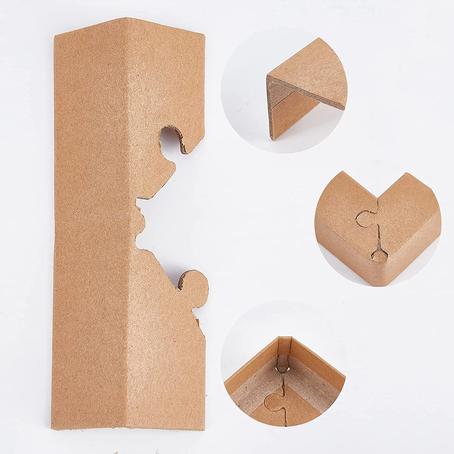 50Pcs 0.15x0.52x0.13Inch Adjustable Corner Protectors Kraft Paper Corner Protector Cardboard Corner Protectors for ShippingPackingMovingPaintingsBooks Photos Beige