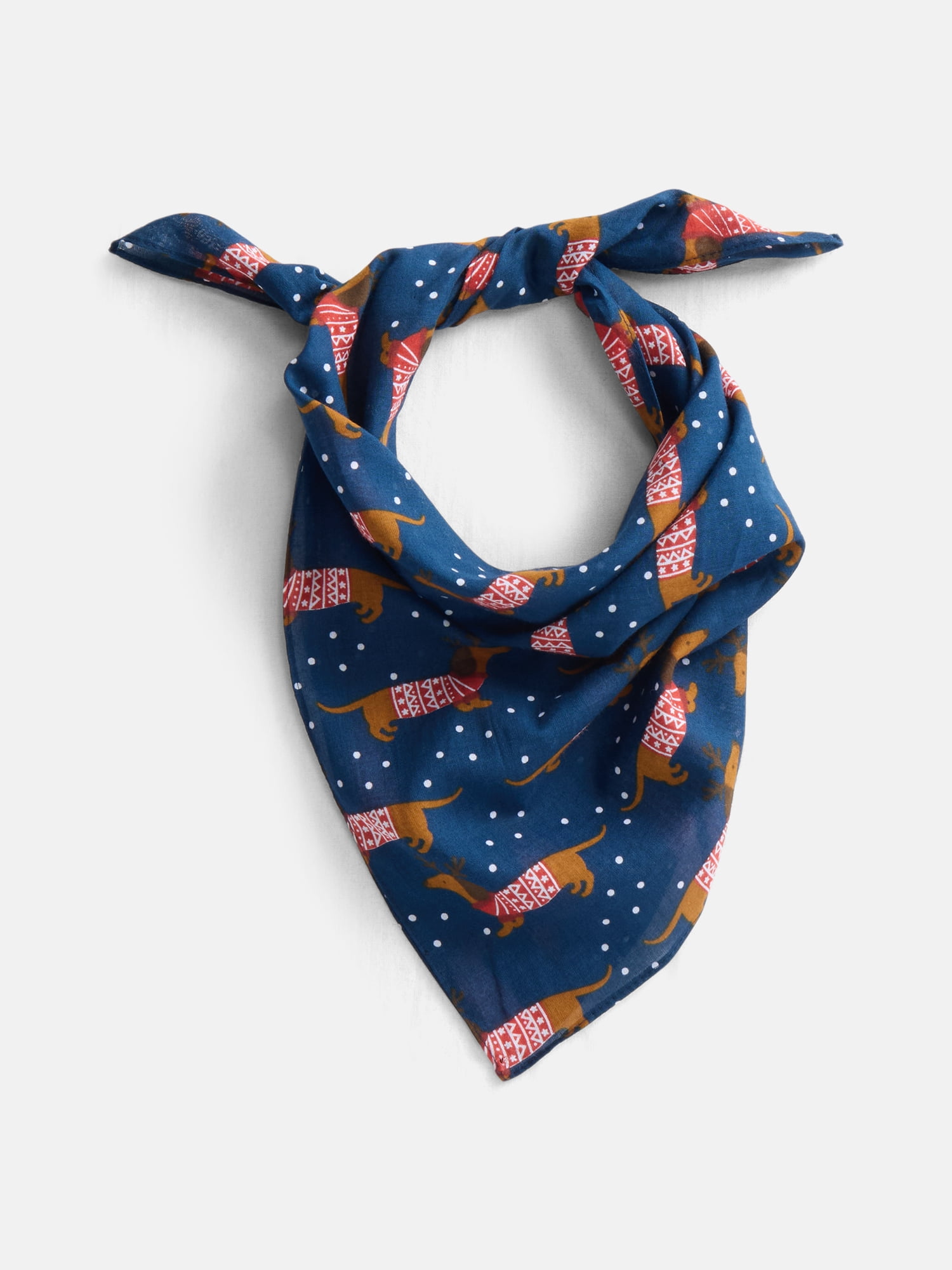 Holiday Time Woven Daschund Deight Bandana, One Size, Navy/Multi, Cotton