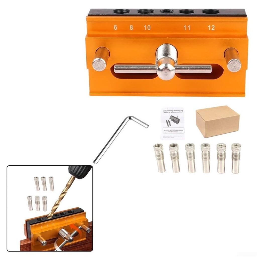 Centering Doweling Jig Widen Wood Dowel Jig Drill Jig for Straight Holes 6 Drill Guide Bushings Set