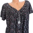 thumbnail image 5 of Gvdentm Plus Size Blouse for Women Fashion Casual Solid Color Printing V-Neck Short Sleeve Ruched Tunic Tee Summer T-Shirt Tops on(Black,4XL), 5 of 7