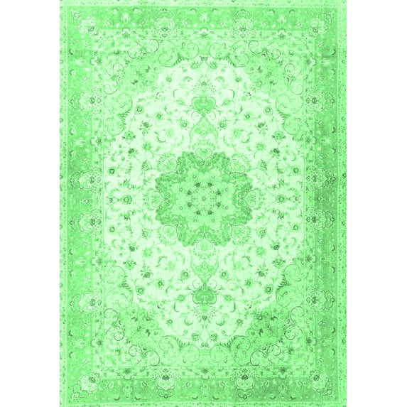 Ahgly Company Indoor Rectangle Medallion Emerald Green Traditional Area Rugs, 8' x 10'