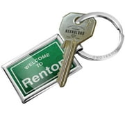 NEONBLOND Keychain Green Road Sign Welcome To Renton