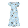 thumbnail image 3 of Fatuov Kids Round Neck Sundress Comfy Dress for School Short Sleeve Floral Print Summer Fashion Pleated Flowy Beach Dress with Pocket, 3 of 4