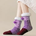 thumbnail image 2 of WMNTST Womens Fuzzy Socks With Grips Color Block Textured Crew Sock With Cute Pompoms Cozy Winter Socks, 2 of 5