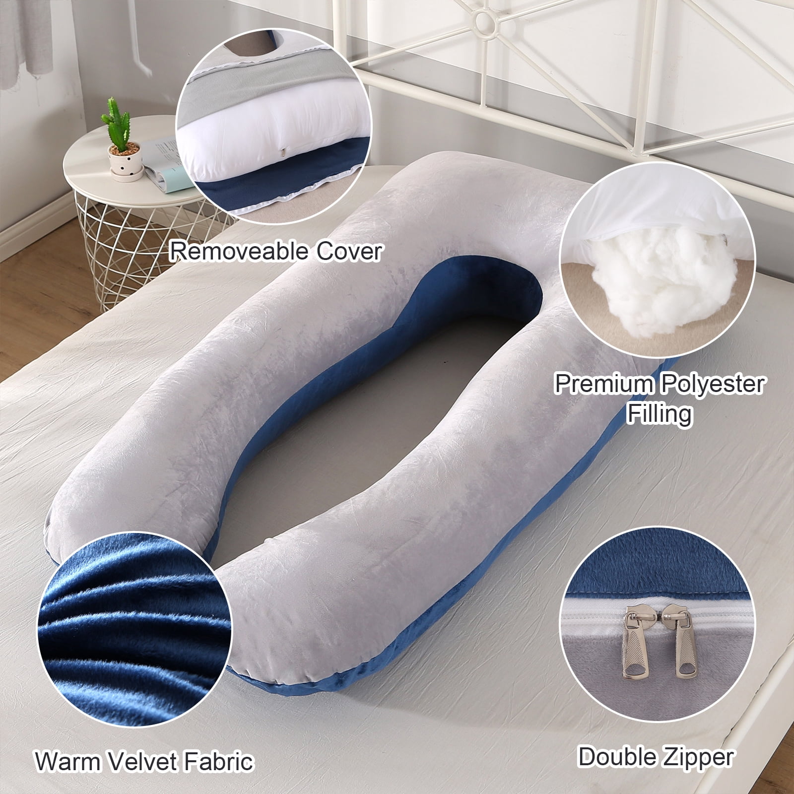 BATTOP U-Shaped Pregnancy Pillow, Full Body Maternity Support for Belly, Back and Legs, 57in Maternity with Removable Cover - Pregnancy Must Haves