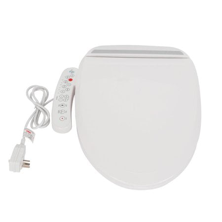 Amucolo Elongated LED Light Electric Bidet Seat Toilet Seat Heated Toilet Seat in White with Warm Air Dryer and Night Light