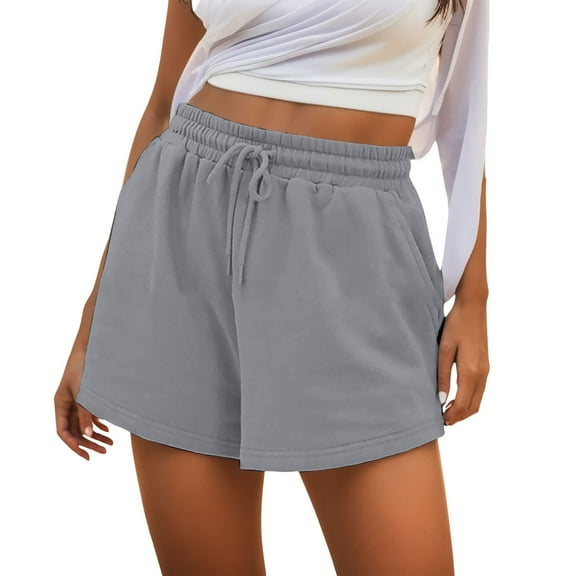 Womens Sweat Shorts Casual Summer Comfy High Waisted Shorts With Pockets