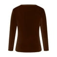 thumbnail image 3 of Velvet Tops for Women Crewneck Long Sleeve Velour Shirt Ladies Dressy Casual Blouses Fall Fashion Brown L, 3 of 5
