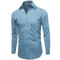 thumbnail image 2 of Men's Slim Fit Button Up Long Sleeve Solid Dress Shirt - Light Blue - L (16-16.5) 36/37 sleeve, 2 of 5
