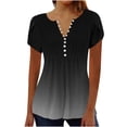 thumbnail image 1 of V Cuello Manga Corta Tops para Mujeres Moda Verano Plegado Sexy Impreso Botón Regular, Poliéster, 1 of 5