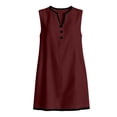 thumbnail image 4 of ClodeEU Women's Sleeveless Peter Pan Collar Contrast Trim Mini Dress, Casual A-Line Sundress with Pockets Wine,Women's Plus S, 4 of 6