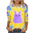 thumbnail image 2 of Xdegoge Easter Tunic for Women Artistic Bunny Ears And Letter Print 3/4 Sleeve Crewneck Spring Holiday Festival Casual Loose Fit Soft Comfortable Versatile Spring Tops, 2 of 5