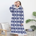 thumbnail image 4 of Women's Christmas Fleece Lined Sleepwear Robes Hooded Long Sleeve Print Long Bathrobes with Pockets Blue FreeSize150cm, 4 of 7