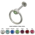 thumbnail image 1 of Labret Monroe Surgical Steel Door Knocker Design with Jewel - 7 Colors Available, 1 of 3