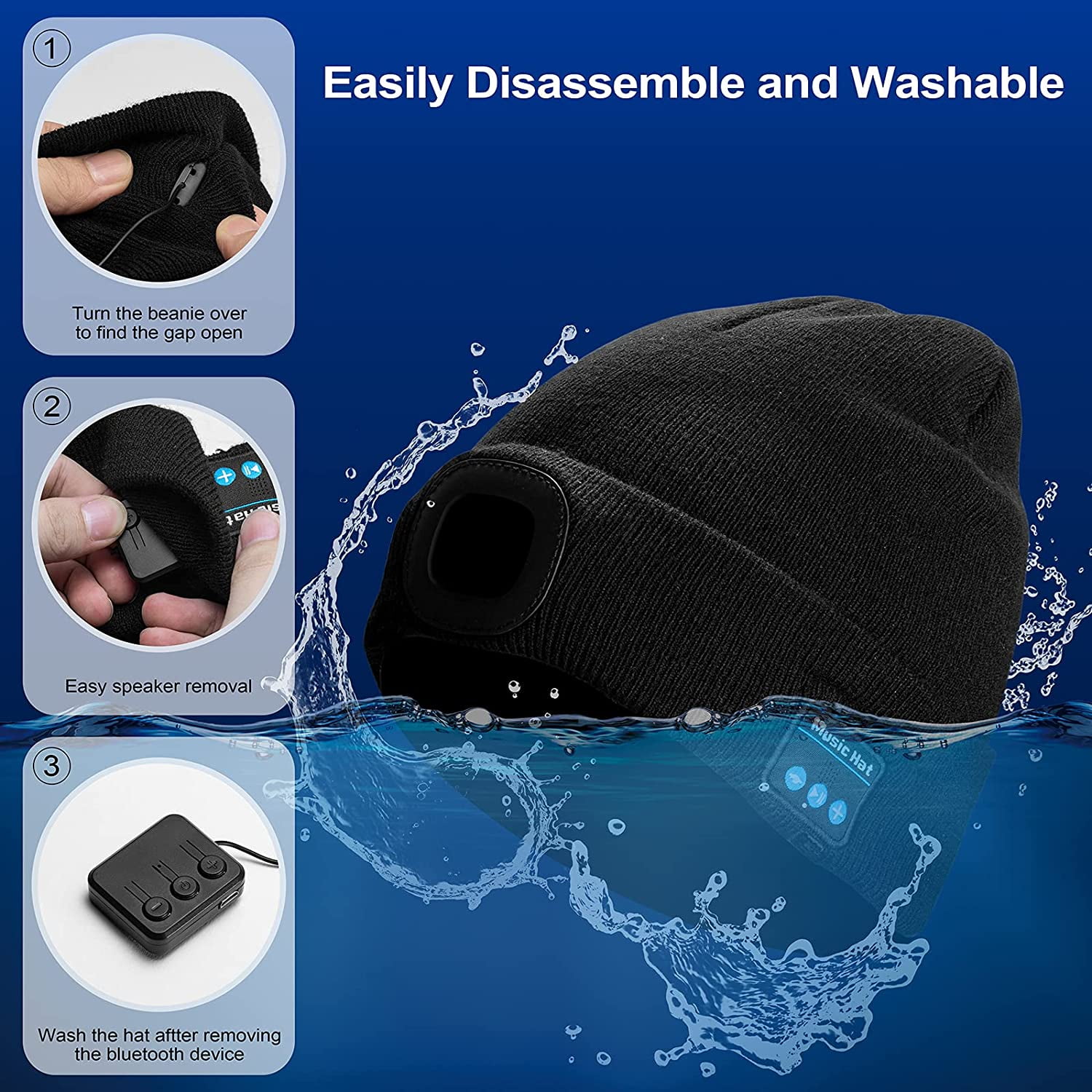 Bonnet Musical Avec éclairage Mains Libres 40 LED Bonnet Bluetooth Avec éclairage, Casquette LED Unisexe Bonnet Pour Activités Extérieures Hiver