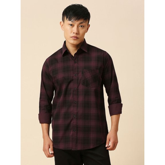 TryBuy Blissful Checked Men's Shirts, Full Sleeves Button-Up Casual Shirt for Men, Sizes M