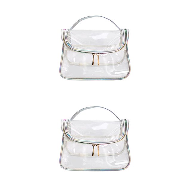 QualitChoice Pattern Cosmetic Bag Convenient Women Storage Handbag Carrying Pouch Holding Container Travel Makeup Organizer Type 6 2Set