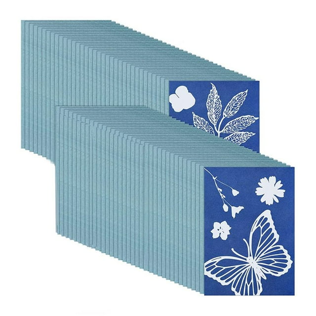Kit de Papel de Cianotipo de Papel de ImpresióN Solar de 73 Piezas, Papel de Dibujo Solar Sensibilidad Papel de ImpresióN Natural de ImpresióN Solar