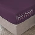 thumbnail image 3 of Hearth & Harbor 5-Piece 1800 Thread Count Eggplant Solid Print Microfiber Bed Sheet Set, Twin-XL, 3 of 7