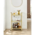 thumbnail image 3 of Bar Cart, Home Bar Serving Cart, Small Bar Cart with 3-Tier Shelf, Wine Holders, Glass Holders, Bar Cart, 15 x 23.6 x 36.2 Inches, Gold, 3 of 6