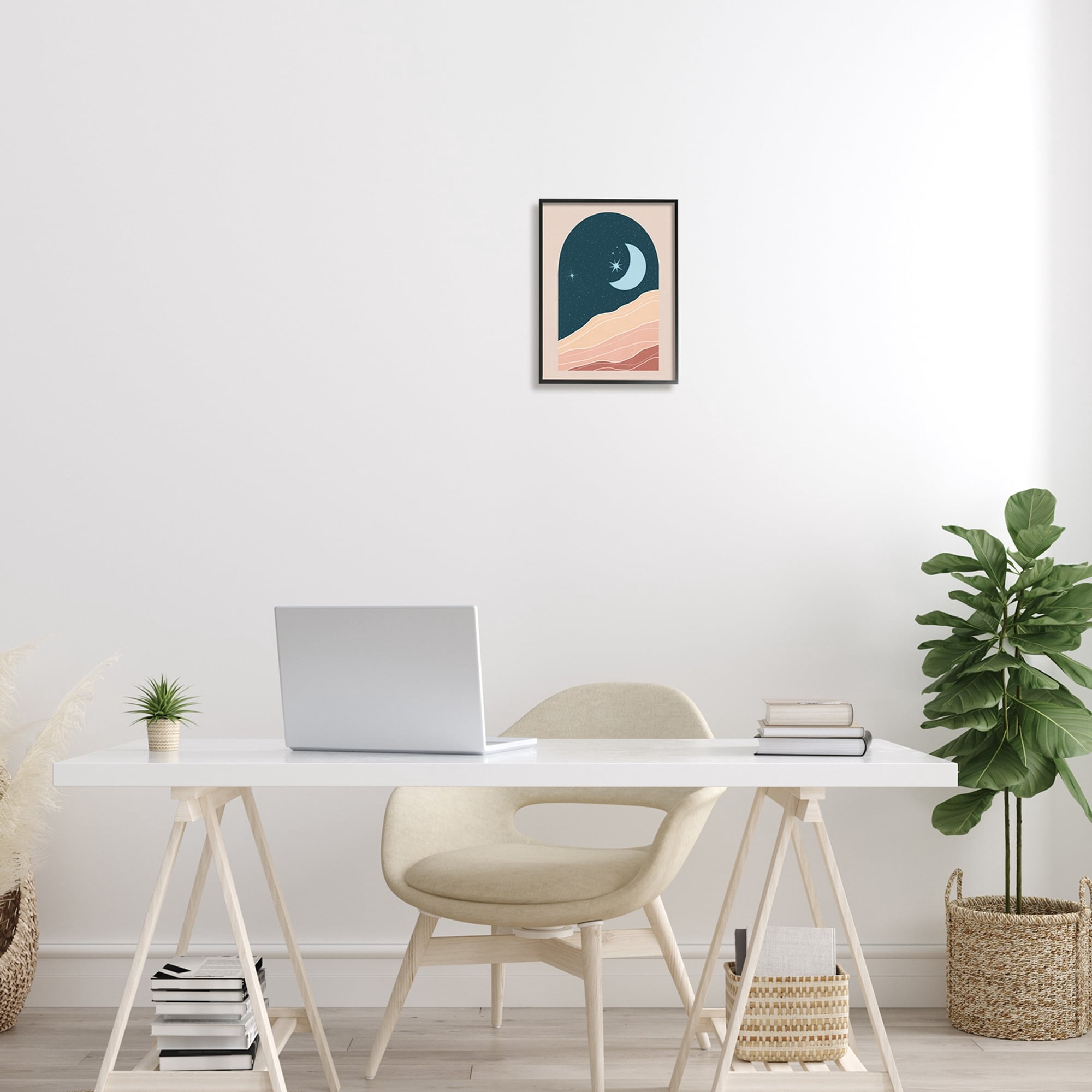 Stupell Industries Rocky Night Dunes Constellated Crescent Moon ,24 x 30, Design by Nina Blue