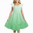 thumbnail image 2 of HCNTES Girls Casual Dresses Sweet Pink and White Ombre Smocked Ruffle Sleeve Dress for Summer, 2 of 6
