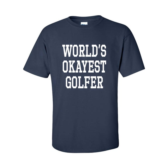 Men's Funny Worlds Okayest Golfer Golf Player Short Sleeve T-shirt-Navy-xxl