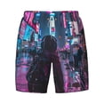 thumbnail image 4 of Lsque Mens Swim Trunks Neon Night Cityscape Pattern - Bathing Suit Compression Liner - Beach Swim Shorts Swimwear - (S-3XL) - Stretch Quick Dry -Small, 4 of 9