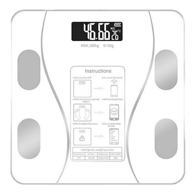 Dsseng Bluetooth Smart Scale with LED Display for Body Weight & Body Composition High Accurate Digital Bathroom Scale Sync with App USB Rechargeable 10.2”x10.2”x1.2” 1PC Black