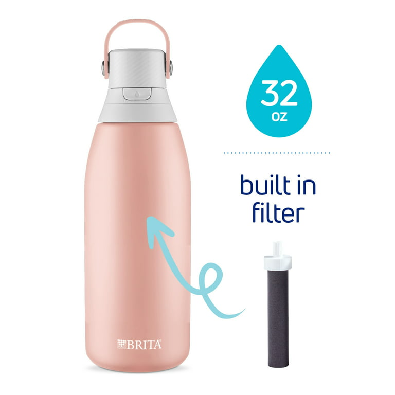 Brita Stainless Steel Water Filter Bottle, 32 oz, Rose