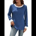 thumbnail image 1 of Camisas de Larga para Mujer, Blusas Tipo Túnica con Cuello Redondo, Suéteres Casuales, Ropa de Moda de Otoño Azul XXL, 1 of 10