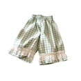 thumbnail image 2 of Bixock Girls Loungewear Pants High Waist Wide Leg Pants Kids Cropped Elastic Waist Plaid Print Lace Loose Light Weight Breathable Fall Casual Wear Size 2-3Years, 2 of 6