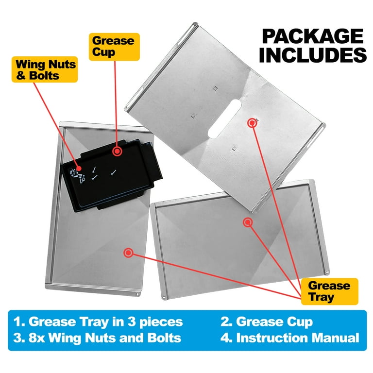 Replacement Grease Tray for Grills Adjustable Length 20 to 24