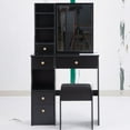 thumbnail image 2 of 29.2" Small Space Vanity Table Featuring Extra Large Right Sliding Mirror And Cushioned Stool For Modern Dresser Needs，Black, 2 of 10