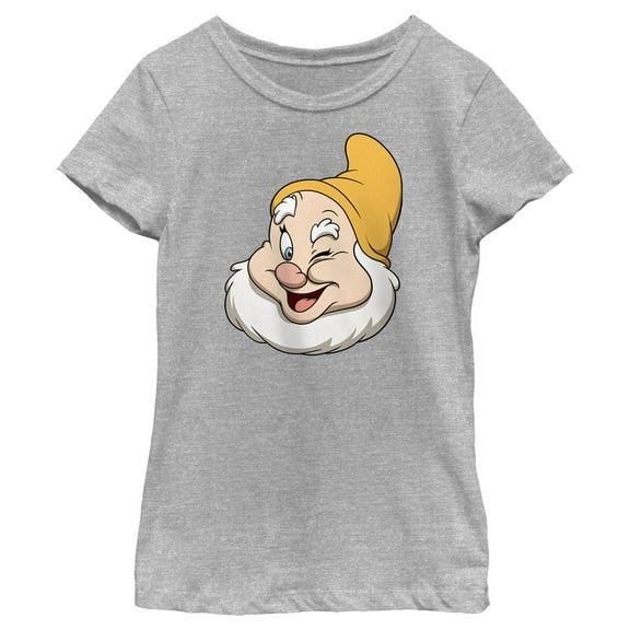 Girl's Snow White and the Seven Dwarfs Happy's Face  Graphic Tee Athletic Heather Large