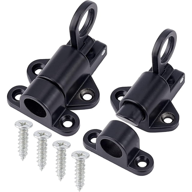 2 piezas de pestillo automático de aleación de aluminio para puerta con 8 tornillos, pestillo de resorte para puerta corrediza de seguridad con cierre automático