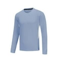 thumbnail image 2 of Puntoco Men Long Sleeve Shirt Men's Ice Silk Long Sleeve Shirts Quick Drying Breathable Undershirt Round Neck Sun Protection T-Shirt Sky Blue XXXL(XXXL), 2 of 7