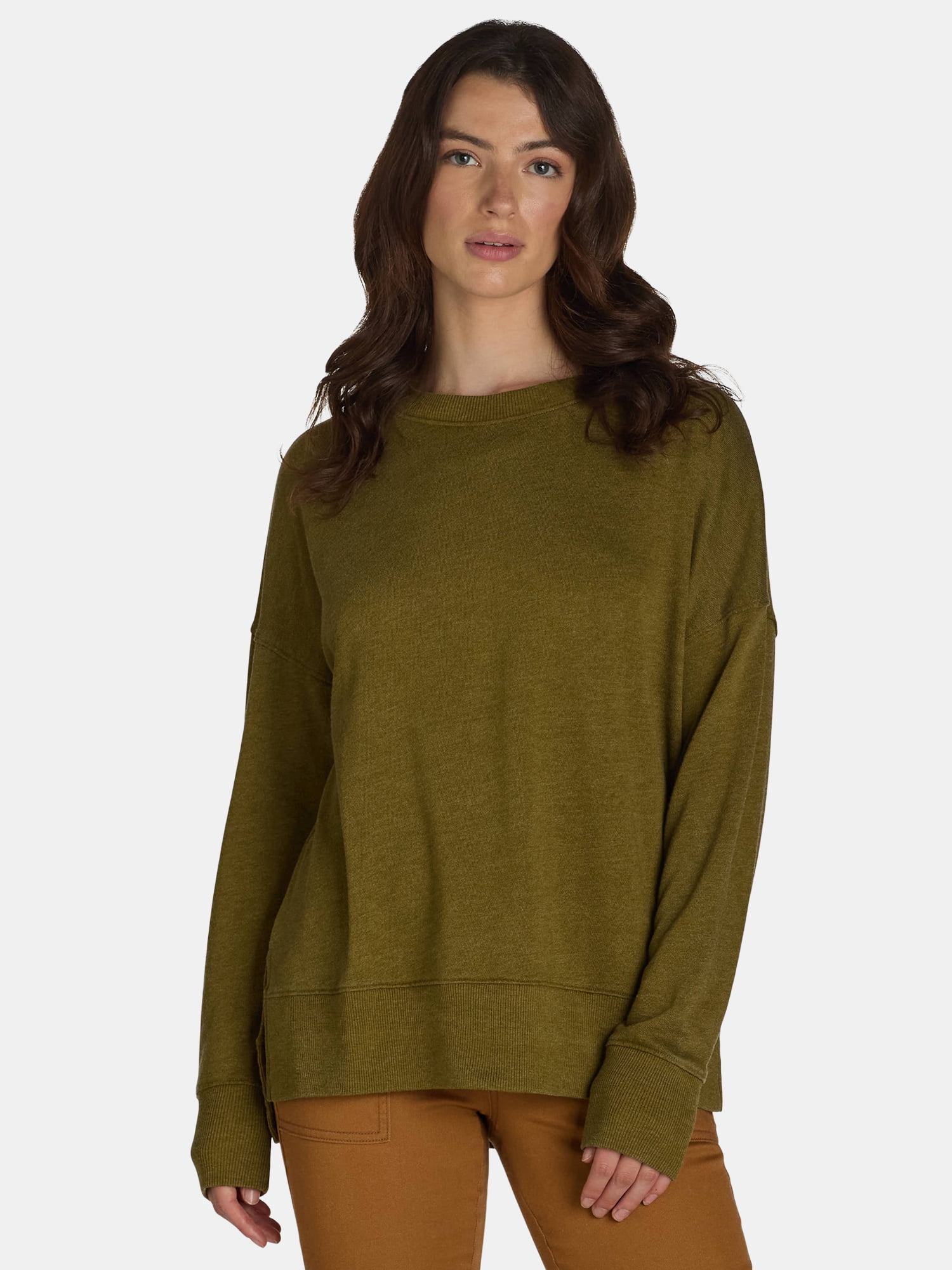 Time and Tru Women's Tunic Sweatshirt with High-Low Hem, Sizes XS -4X