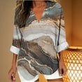 thumbnail image 4 of Yxbdin Plus Size 3/4 Sleeve Tops for Women Printed V Neck Shirts Dressy Casual Blouses Sunmmer Travel Blouses White M, 4 of 5