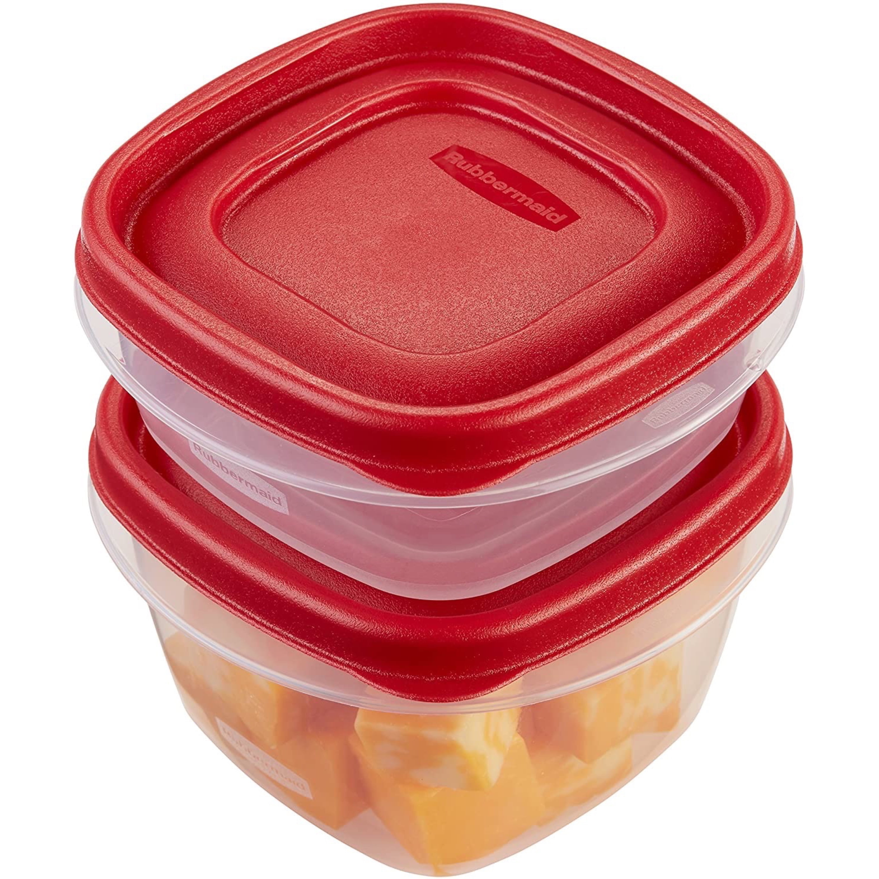Rubbermaid Lock-Its Divided Food Storage Container with Easy Find Lid, 5.25  Cup, Racer Red