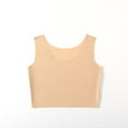 thumbnail image 3 of Defitshape Women's Tank Top Seamless Crop Top Soft Stretch Basic Fall Sleeveless Short Boat Neck Cropped Shirt Underwear Apricot Medium, 3 of 5