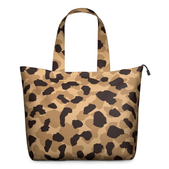 Beige and Black Leopard Pattern Travel Tote Bags for Women Carry On,Large Weekender Bags for Women Travel,Multi Functional Duffle Bag for Work,Shopping,Sports
